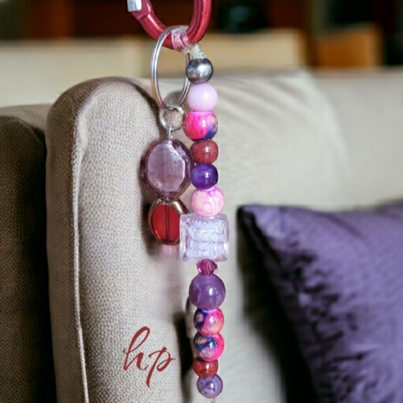 Pink & Purple Hand Crafted Keychain - Picture 1 of 9